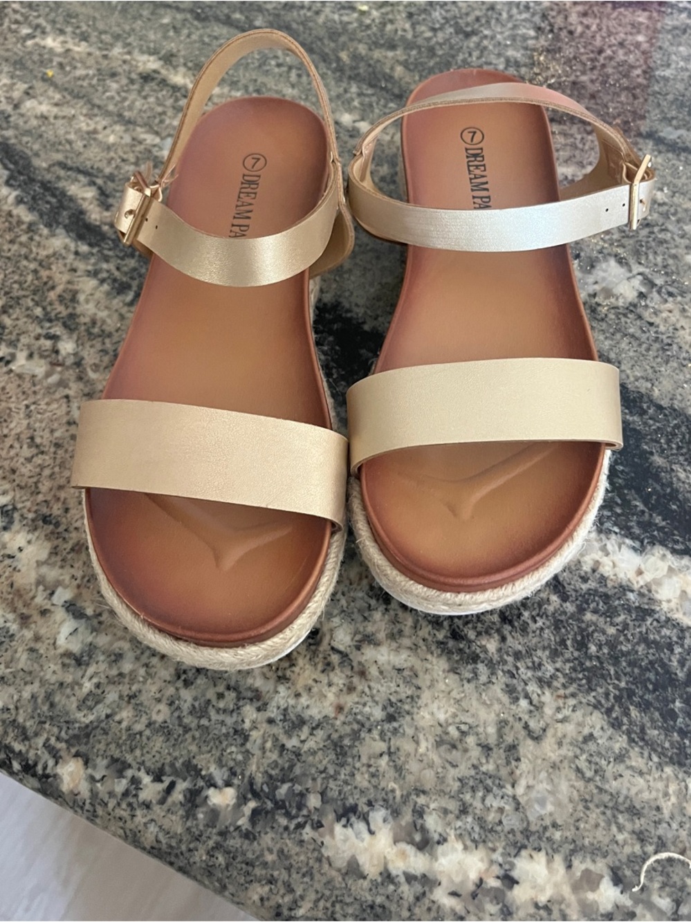 Dream Pairs Metallic Gold Two-Strap Platform Sandals for Women